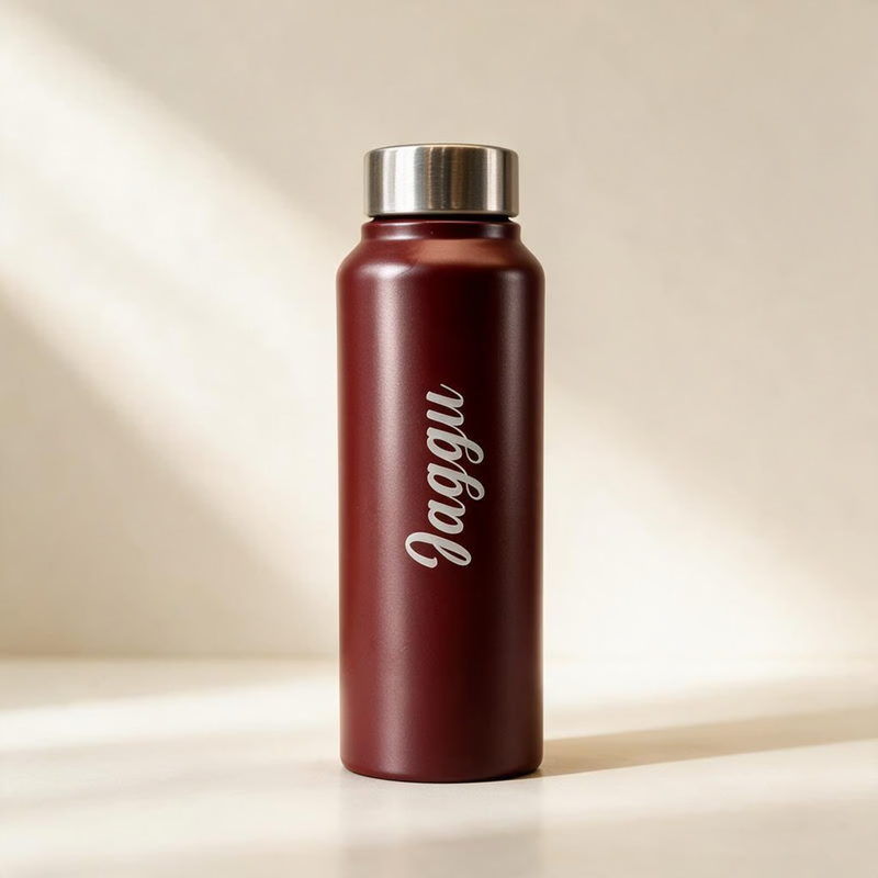 Personalised Name Water Bottle with Custom Text | Reusable Bottle with Stainless Steel Lid