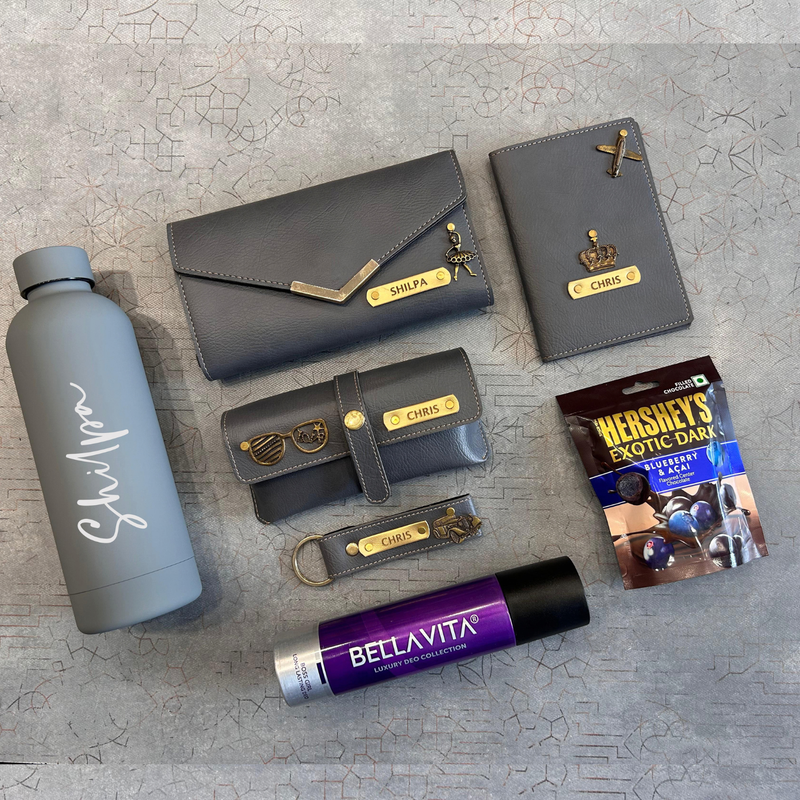 Personalised Lady Signature Gift Box | Premium Women Gift Hamper with Flask, Wallet, Passport Cover, Perfume & Chocolate