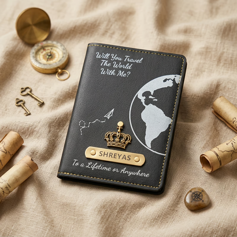 Personalized Couple Passport Cover Set of 2 | Custom Name Passport Holder for Him & Her | Premium Leatherette Travel Accessory | Wedding Anniversary Gift