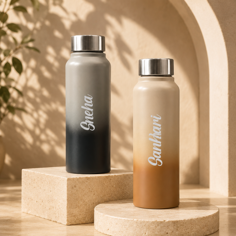 Dual Tone Personalized Water Bottle | 750ml Stylish Steel Bottle for Everyday Use