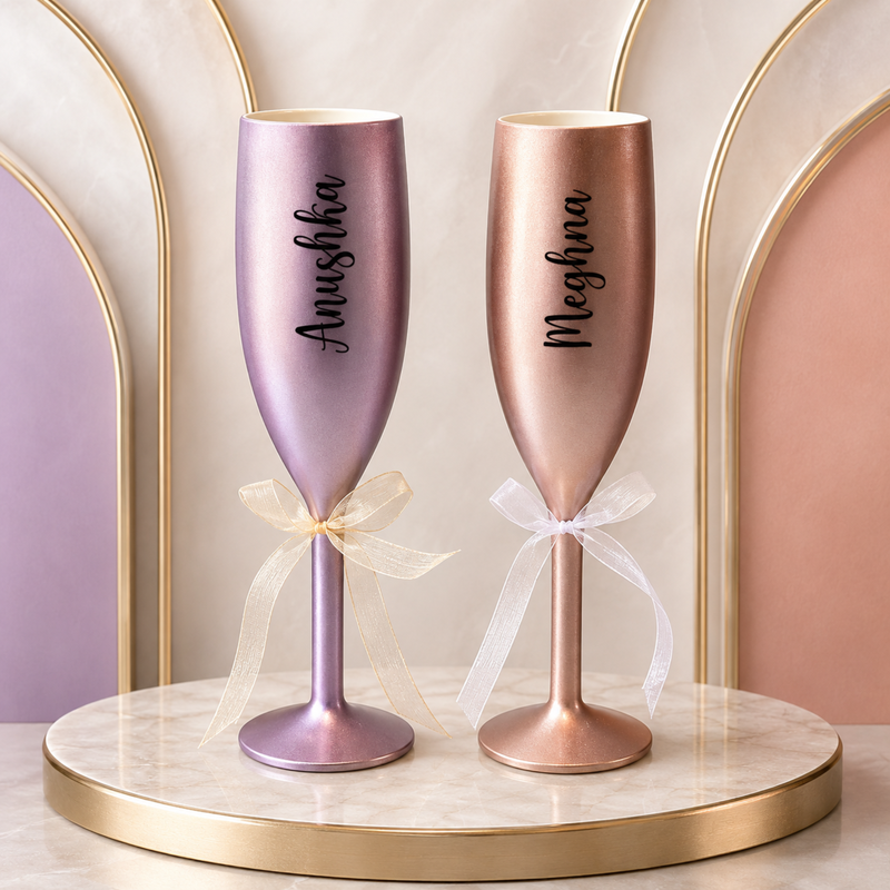 Personalized Champagne Glasses | Fancy Non-Breakable Glasses