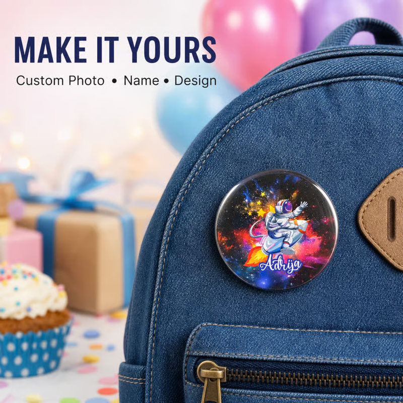 Customized Button Badges | 54mm Personalized Pin Badges with Custom Photo, Text & Designs for Events, Parties & Gifting