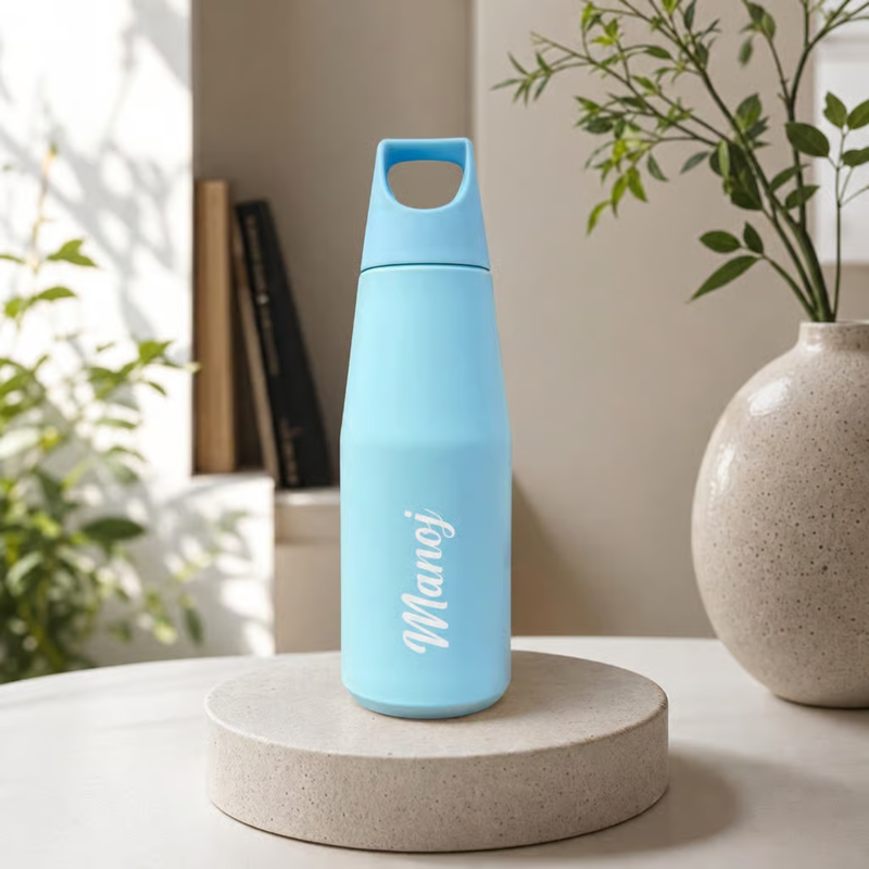 Customised Tricone Stainless Steel Vacuum Flask 500ml | Personalized Hot & Cold Insulated Water Bottle with Carry Loop | Leakproof Travel Flask for Office, School, Gym & Daily Use