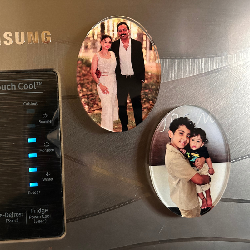 Acrylic UV Photo Magnets | Set of 2 Personalized Fridge Magnets | Rectangle Square & Oval Shapes | Custom Photo Gift for Home Décor & Memories