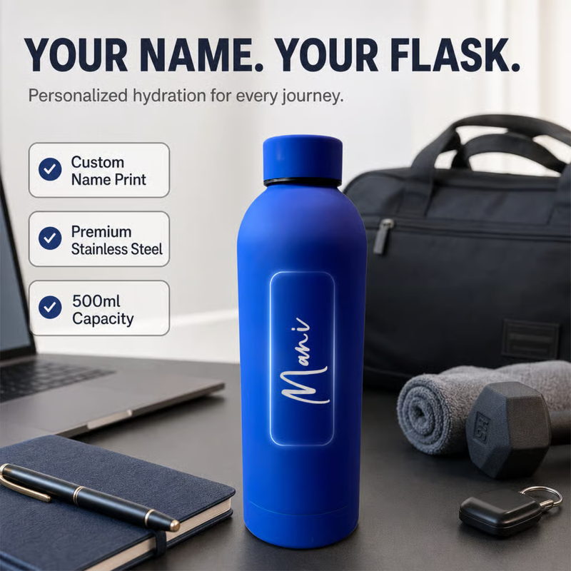 Personalized Solid Flask 500ml | Premium Hot & Cold Water Bottle | Custom Name Stainless Steel Insulated Flask for Office, Travel, Gym & Daily Use