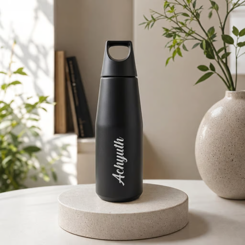 Customised Tricone Stainless Steel Vacuum Flask 500ml | Personalized Hot & Cold Insulated Water Bottle with Carry Loop | Leakproof Travel Flask for Office, School, Gym & Daily Use