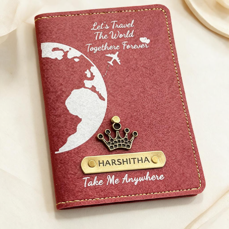Personalized Couple Passport Cover Set of 2 | Custom Name Passport Holder for Him & Her | Premium Leatherette Travel Accessory | Wedding Anniversary Gift