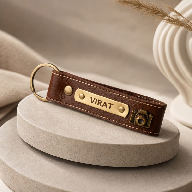 NEXON Customizable Keychain | Personalized Name Key Ring with Stylish Leather Finish & Decorative Charm