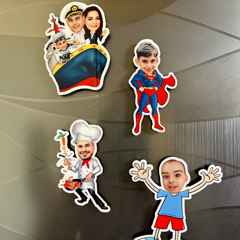 Caricature Magnets | Personalized Custom Photo Fridge Magnets | Cartoon Style Character Magnet for Home Décor & Gifting | Unique Memory Keepsake