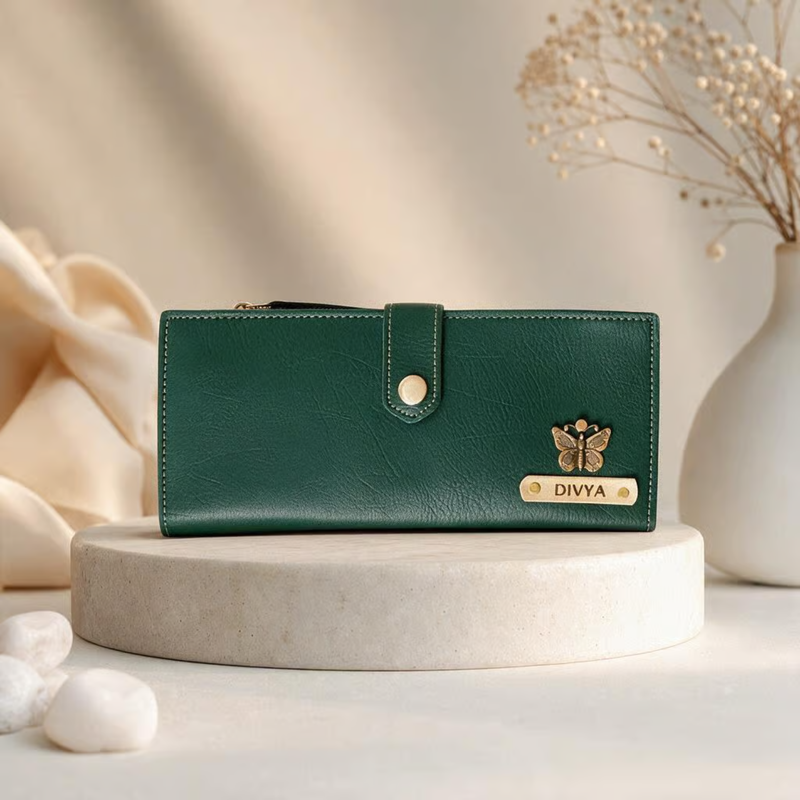 NEXON 2 Fold Customizable Ladies Wallet | Personalized Button Closure Women’s Wallet with Card & Cash Compartments