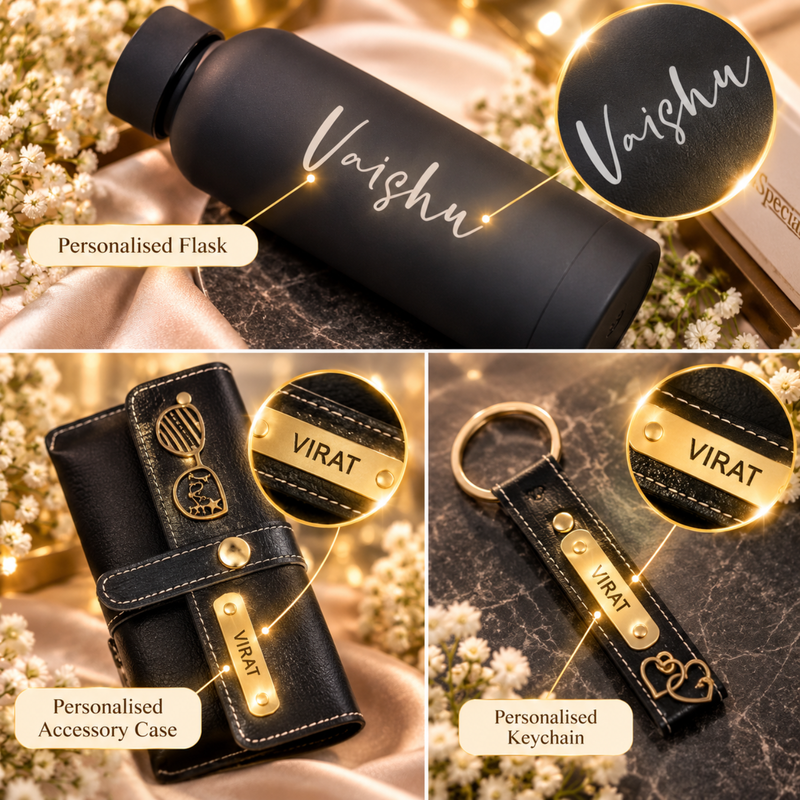 Personalised Lady Signature Gift Box | Premium Women Gift Hamper with Flask, Wallet, Passport Cover, Perfume & Chocolate