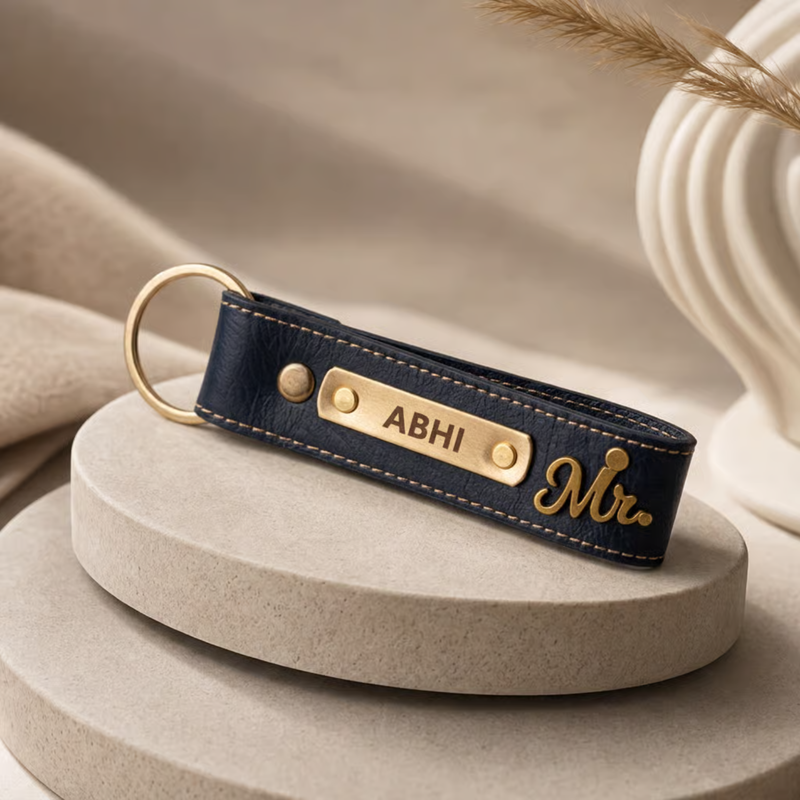 NEXON Customizable Keychain | Personalized Name Key Ring with Stylish Leather Finish & Decorative Charm
