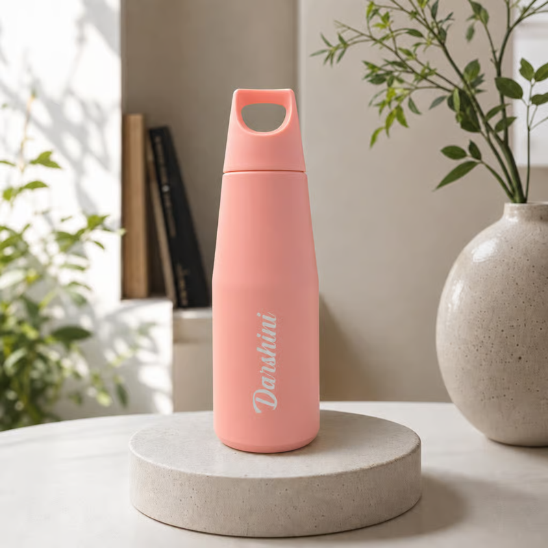 Customised Tricone Stainless Steel Vacuum Flask 500ml | Personalized Hot & Cold Insulated Water Bottle with Carry Loop | Leakproof Travel Flask for Office, School, Gym & Daily Use