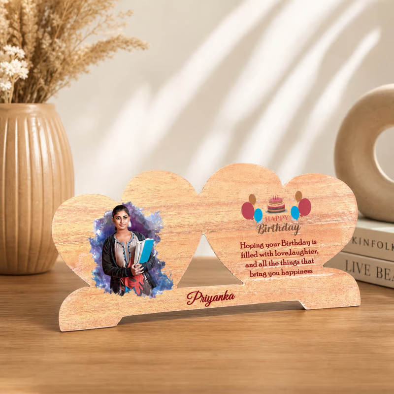 Customized Wooden Photo Frame & Personalized Wooden Plaque Gift | Birthday, Anniversary, Wedding, Teacher & Special Occasion Keepsake | Available in 4 Unique Shapes