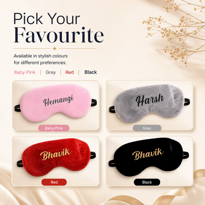 Personalized Eye Mask with Custom Name | Soft Sleep Mask for Travel Flights Home & Rest | Custom Eye Mask for Men Women & Gifting