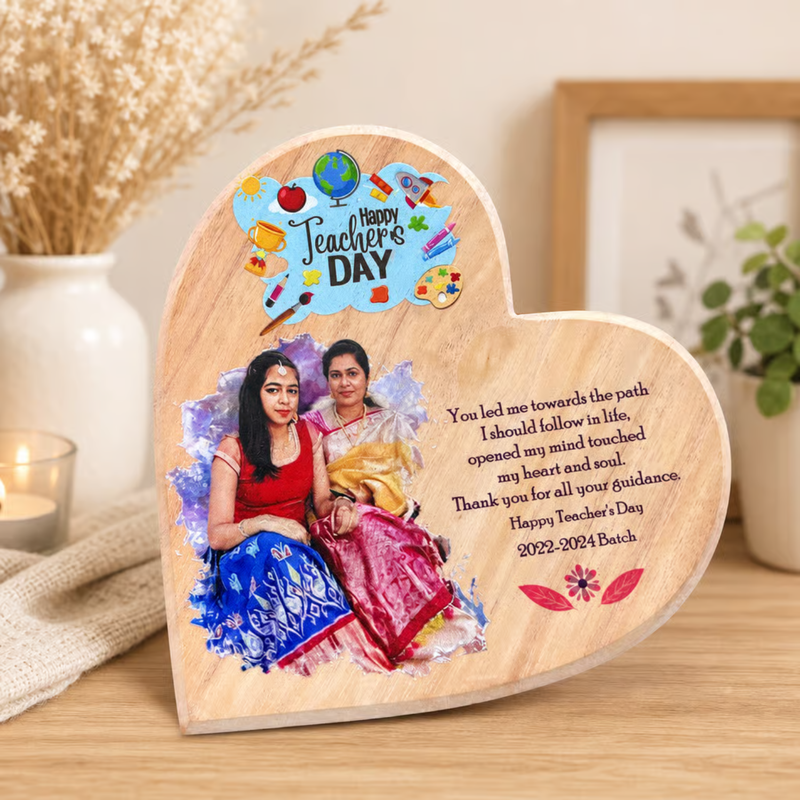 Customized Wooden Photo Frame & Personalized Wooden Plaque Gift | Birthday, Anniversary, Wedding, Teacher & Special Occasion Keepsake | Available in 4 Unique Shapes