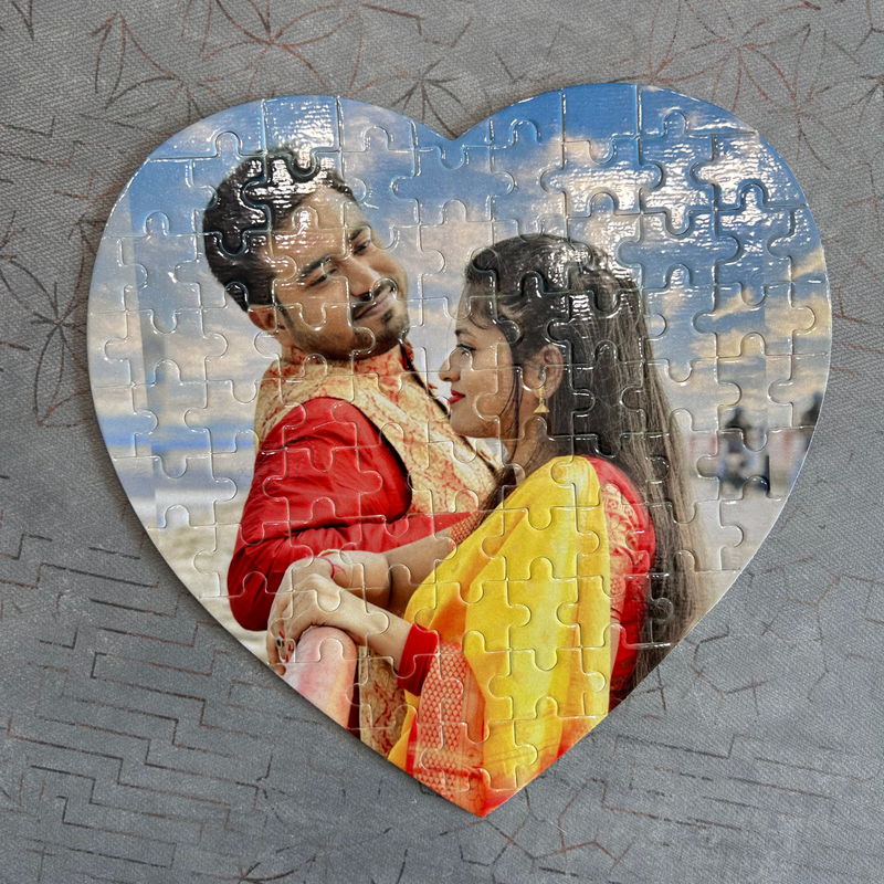 Customised 36 Pieces Photo Puzzle | Personalized Jigsaw Puzzle with Your Favourite Picture | Square & Heart Shape | With Frame & Without Frame Options | Custom Photo Gift for Birthday, Anniversary, Wedding, Couples, Kids & Family