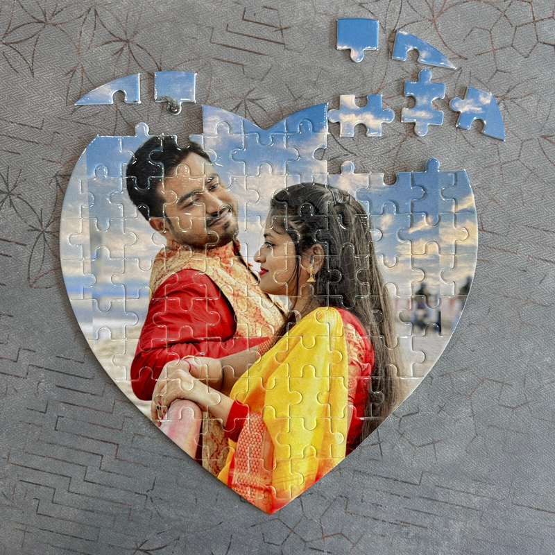 Customised 36 Pieces Photo Puzzle | Personalized Jigsaw Puzzle with Your Favourite Picture | Square & Heart Shape | With Frame & Without Frame Options | Custom Photo Gift for Birthday, Anniversary, Wedding, Couples, Kids & Family