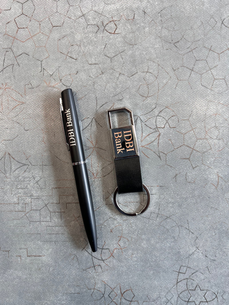 Personalised Wizcraft Pen & Keychain Set | Stylish Pen with Matching Keychain | 2-Piece Gift Set for Men & Women