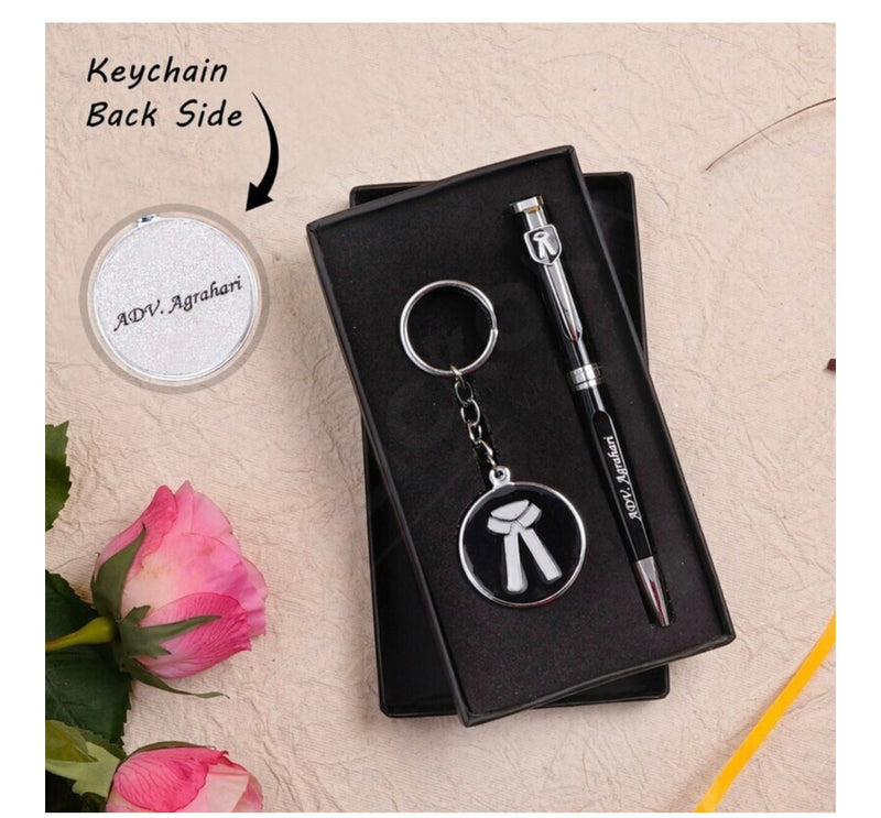 Professional Pen & Keychain Set | Pen with Profession Logo & Matching Logo Keychain | 2-Piece Personalized Gift Set