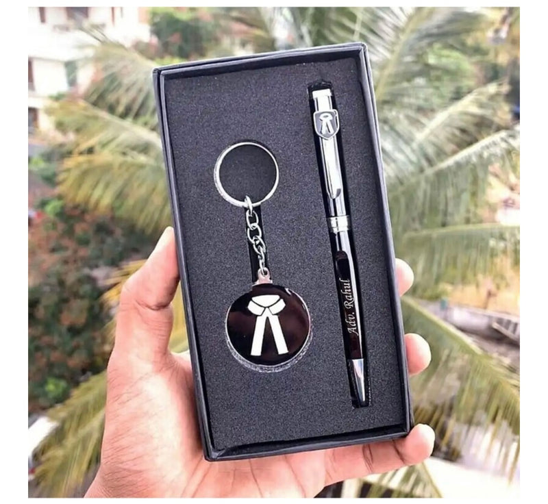 Professional Pen & Keychain Set | Pen with Profession Logo & Matching Logo Keychain | 2-Piece Personalized Gift Set