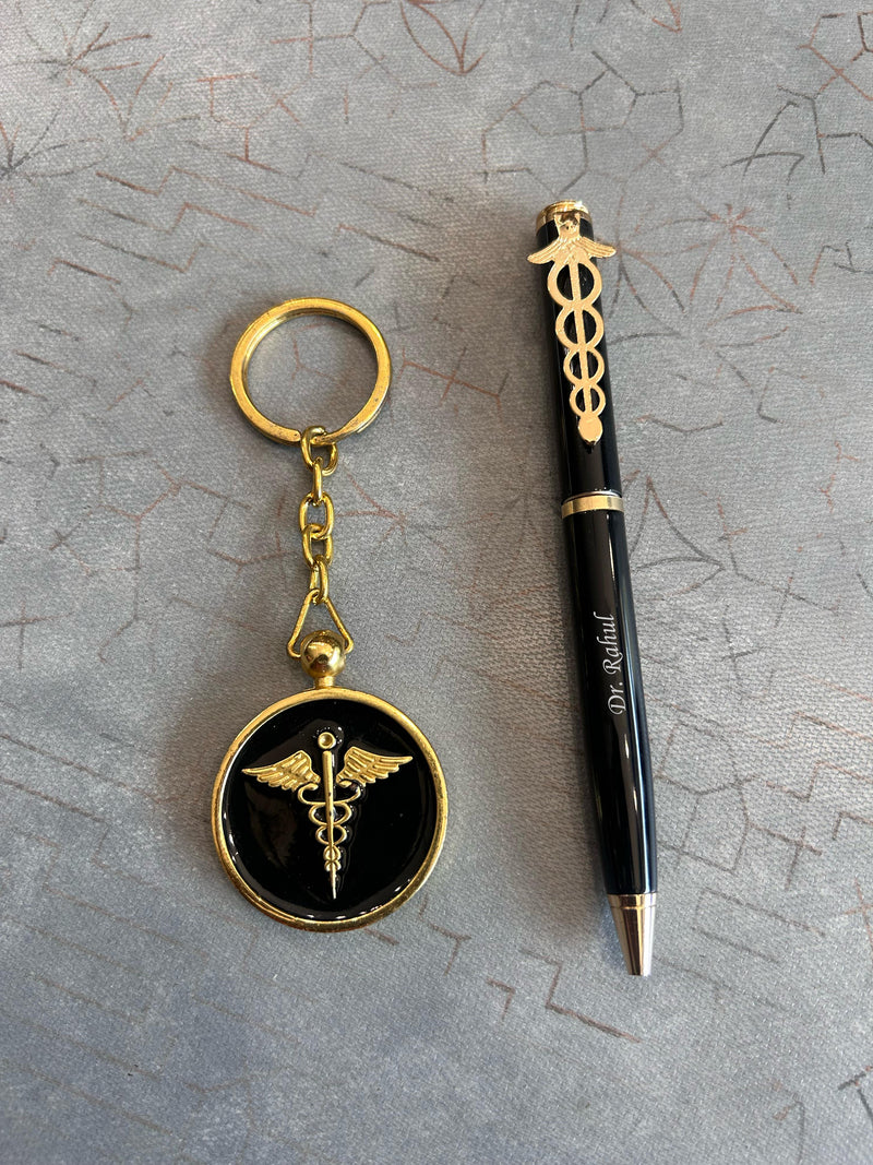 Professional Pen & Keychain Set | Pen with Profession Logo & Matching Logo Keychain | 2-Piece Personalized Gift Set