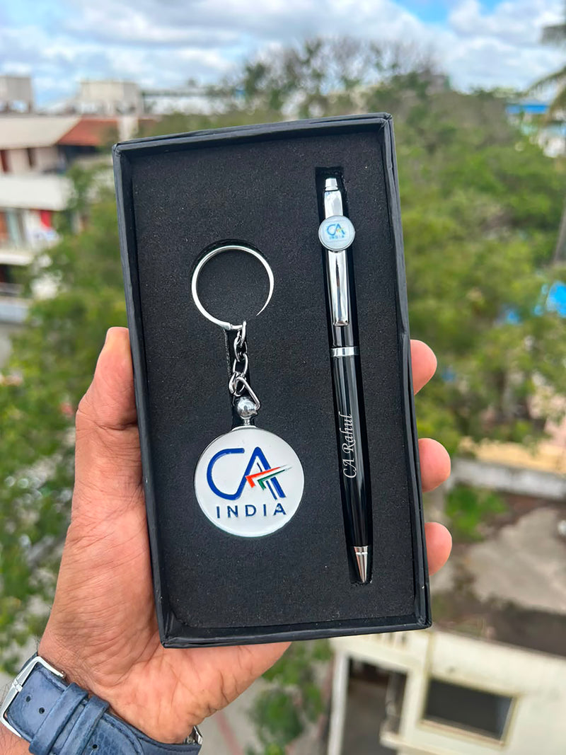 Professional Pen & Keychain Set | Pen with Profession Logo & Matching Logo Keychain | 2-Piece Personalized Gift Set