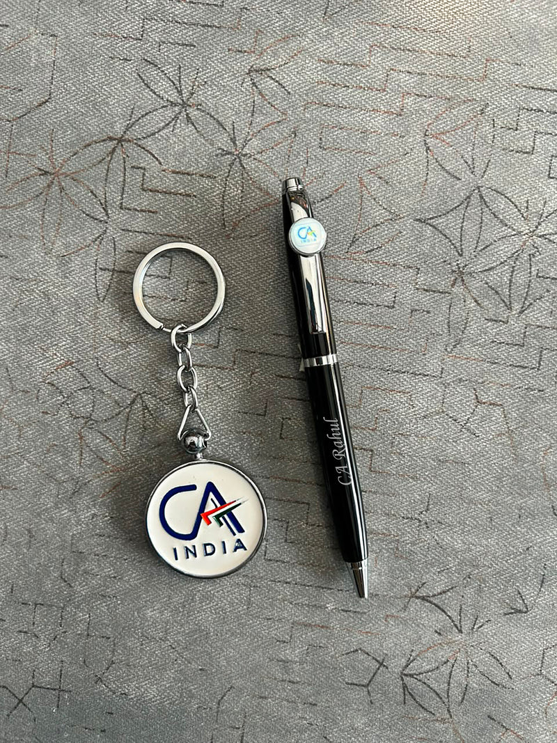 Professional Pen & Keychain Set | Pen with Profession Logo & Matching Logo Keychain | 2-Piece Personalized Gift Set