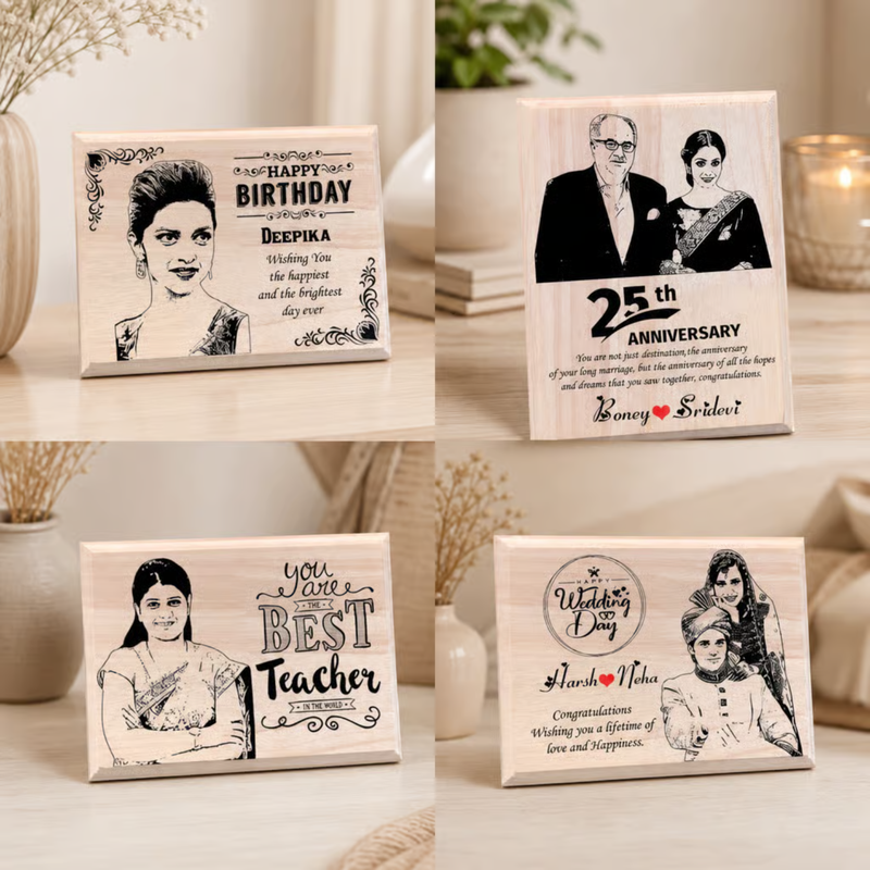 Customized Wooden Photo Frame & Personalized Wooden Plaque Gift | Birthday, Anniversary, Wedding, Teacher & Special Occasion Keepsake | Available in 4 Unique Shapes