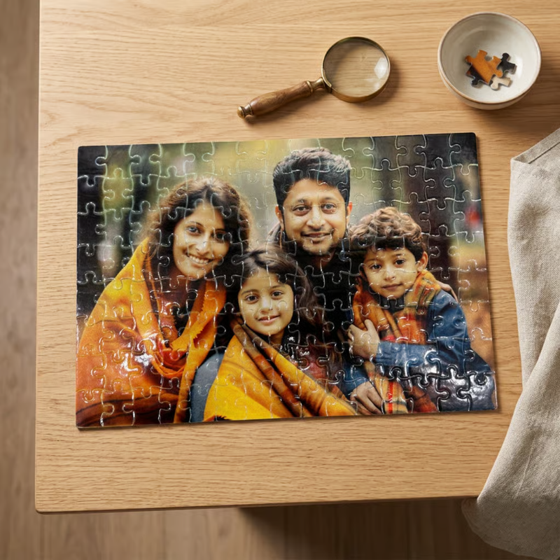 Customised 36 Pieces Photo Puzzle | Personalized Jigsaw Puzzle with Your Favourite Picture | Square & Heart Shape | With Frame & Without Frame Options | Custom Photo Gift for Birthday, Anniversary, Wedding, Couples, Kids & Family