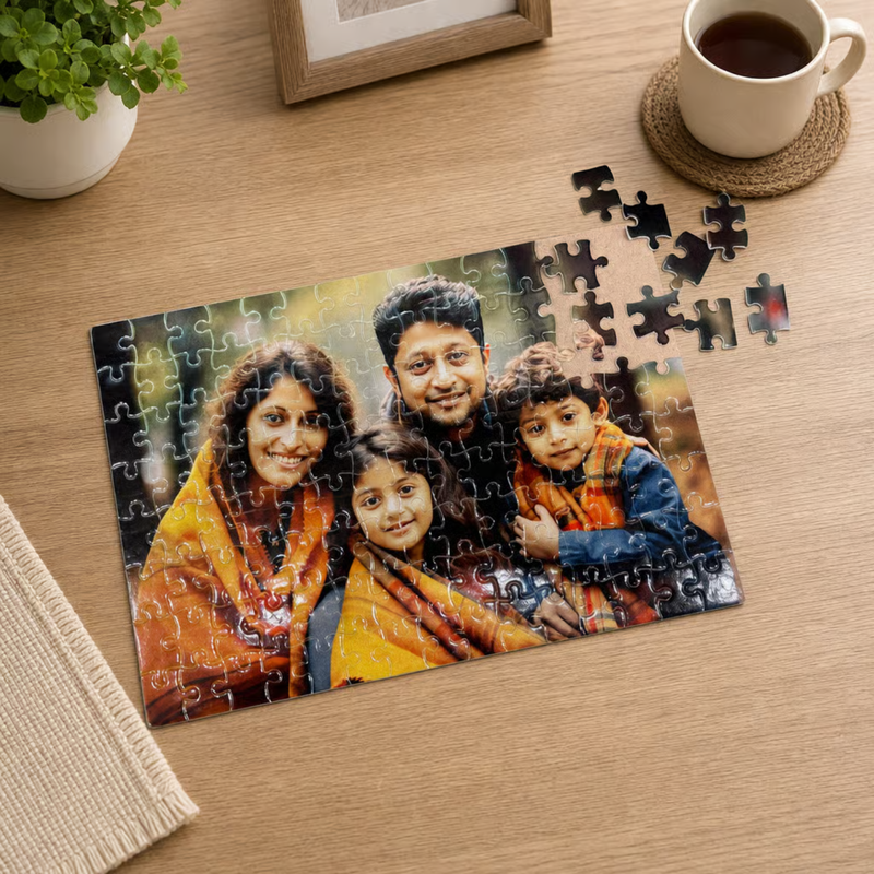 Customised 36 Pieces Photo Puzzle | Personalized Jigsaw Puzzle with Your Favourite Picture | Square & Heart Shape | With Frame & Without Frame Options | Custom Photo Gift for Birthday, Anniversary, Wedding, Couples, Kids & Family