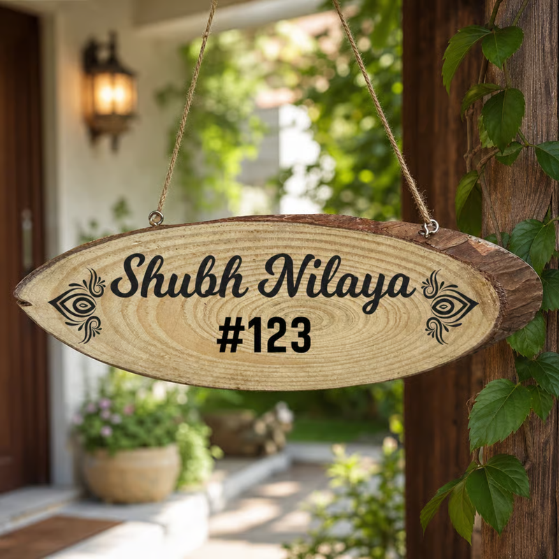 Personalized Wooden Hanging Name Plate | Custom Family, Couple, Doctor, Advocate, Home & Professional Name Sign